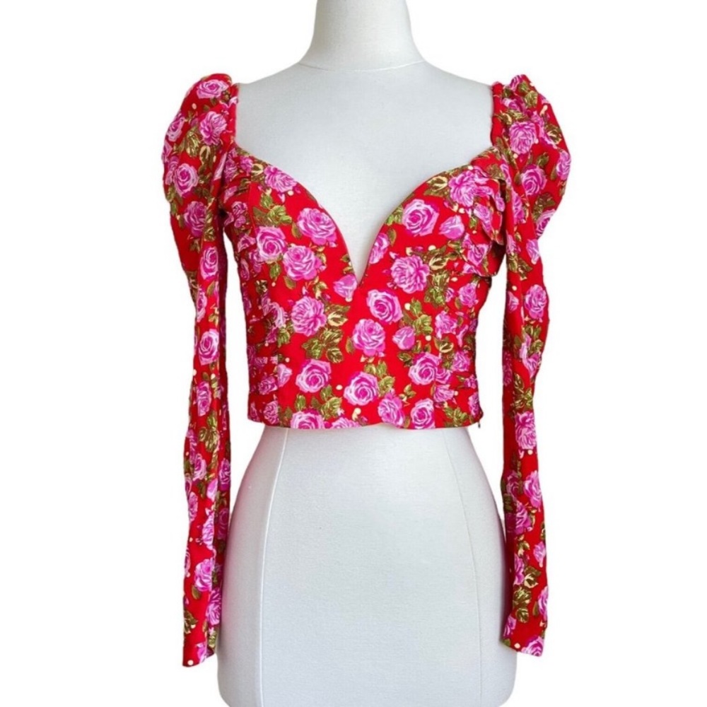 Zara Red Floral Crop Top